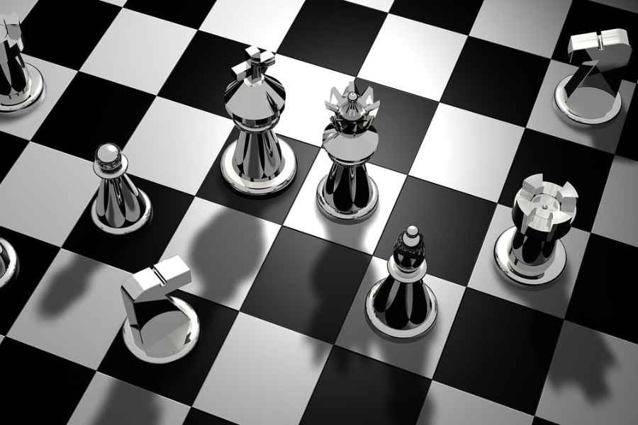 A shiny blacka nd white chessboard