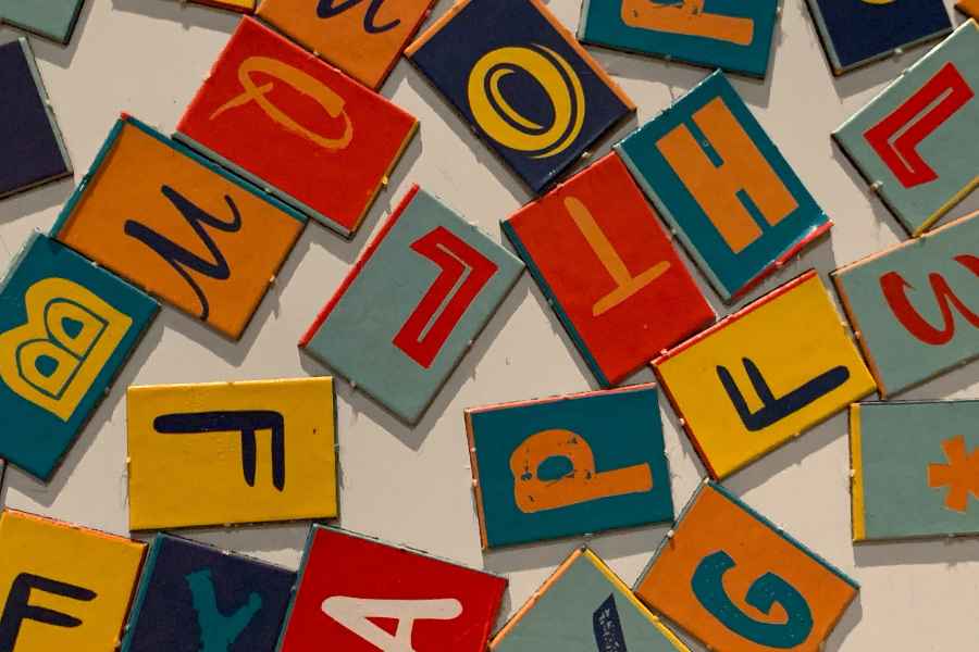 colorful old-fashioned letter tiles