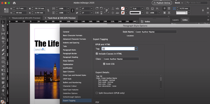 Screenshot of Adobe inDesign