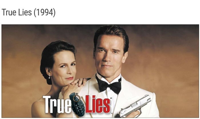 the movie poster for the film "True Lies"