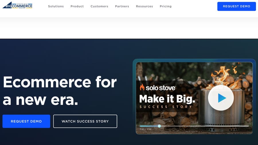 Best website builder Bigcommerce homepage.