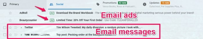 screenshot emails ads from gmail