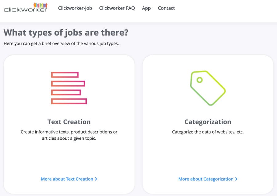 data entry job screenshot from clickworker