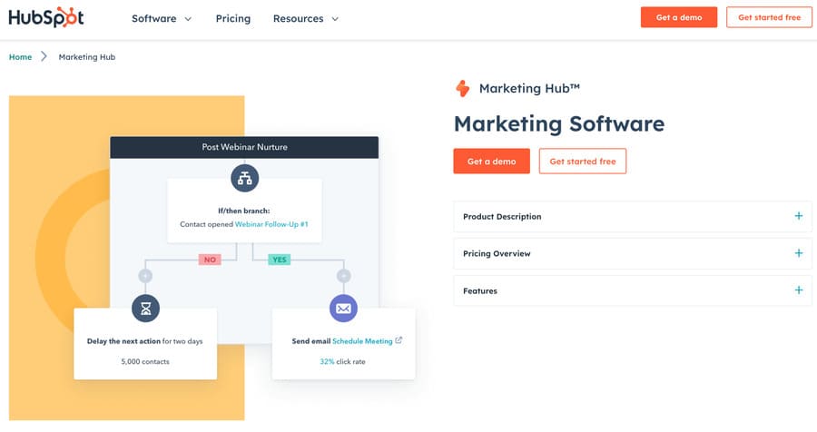 screenshot from hubspot's homepage