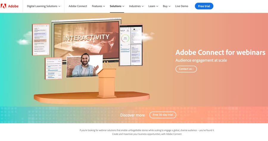 screenshot from adobe connect homepage