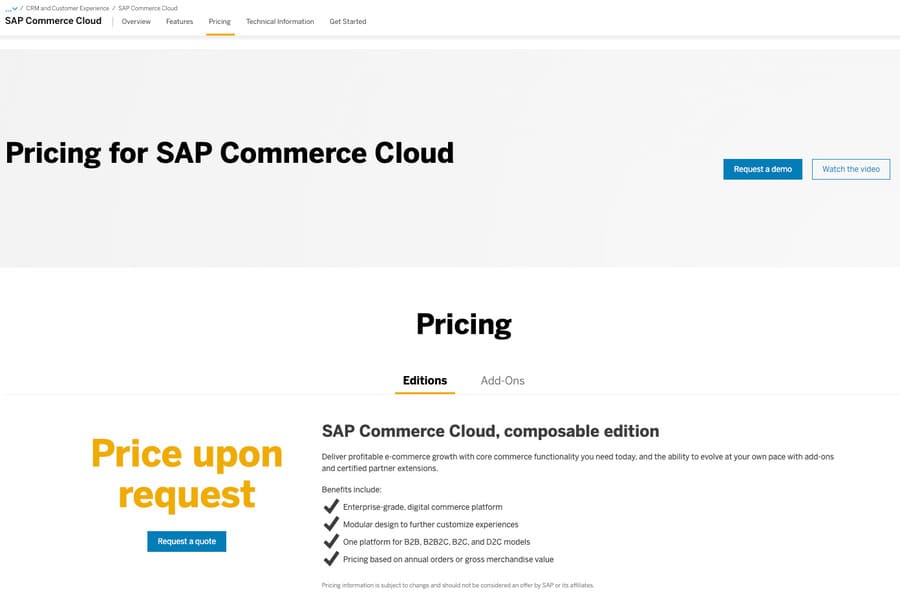 SAP ecommerce platform home page