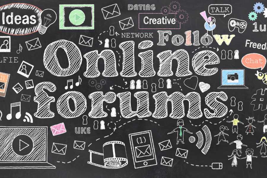online forums on a chalkboard