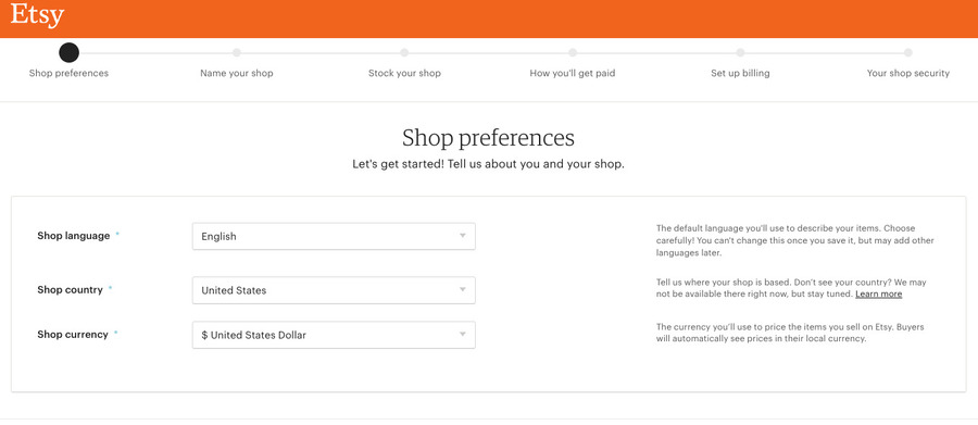 how to sell on etsy shop preferences