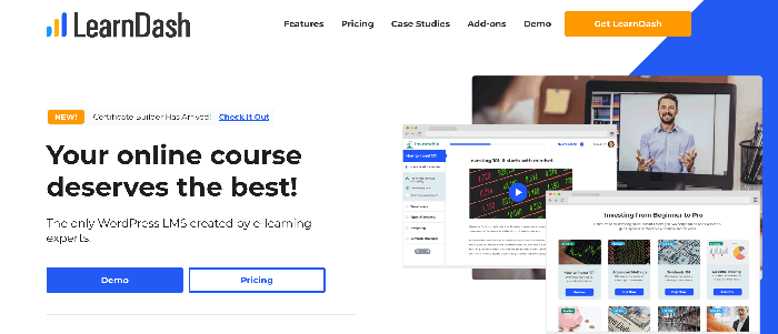 screenshot learn dash homepage