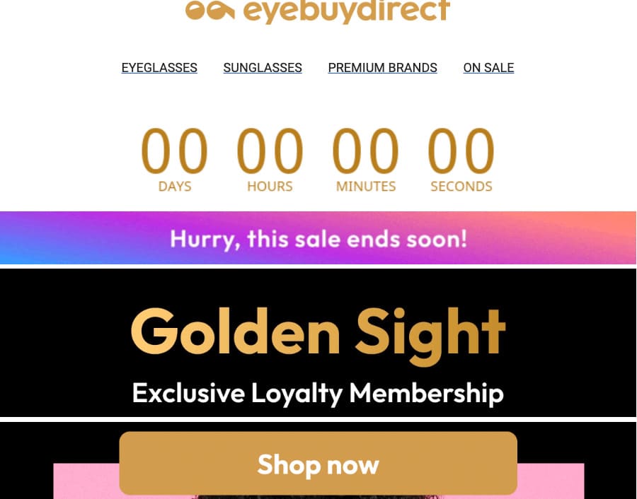 email marketing example from eyebuydirect