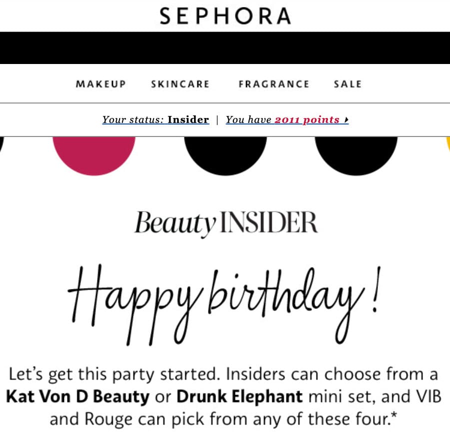 email marketing examples from Sephora