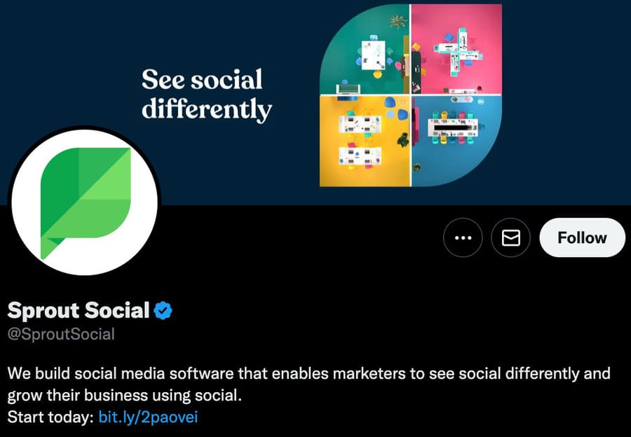 landing page link from sprout socials twitter account