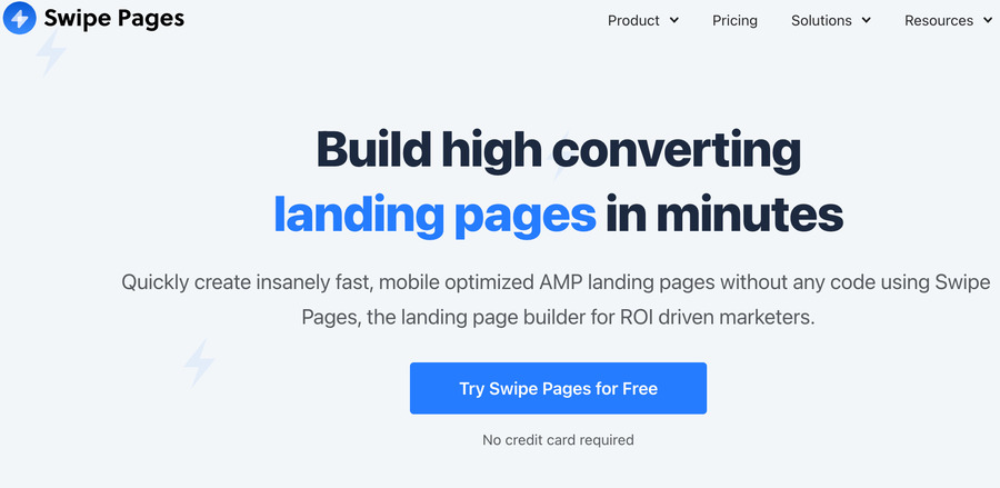 landing page builder example swipe pages